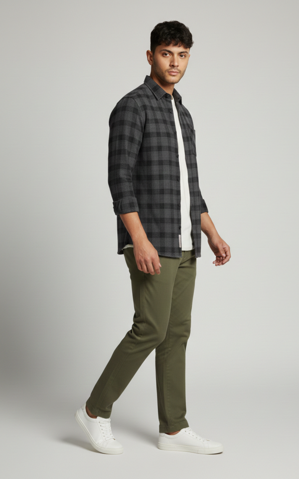 Black Checked Smart Casual Shirt