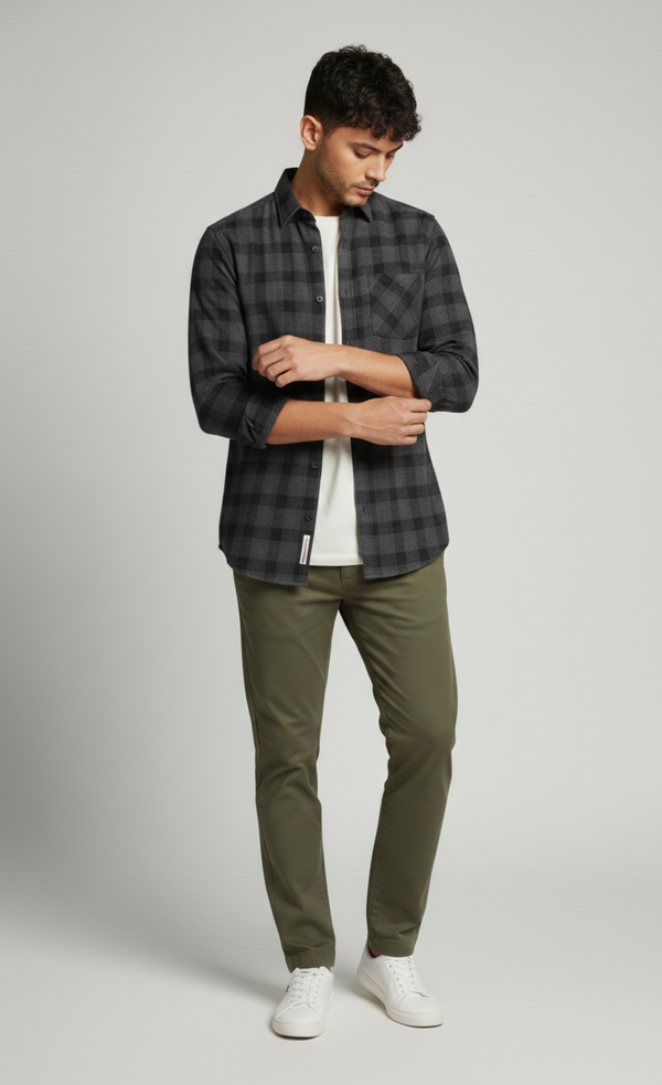 Black Checked Smart Casual Shirt