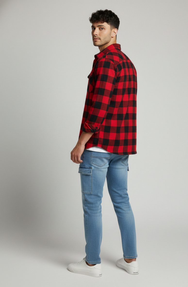 Men’s Red & Black Buffalo Check Shirt – Timeless Casual Style