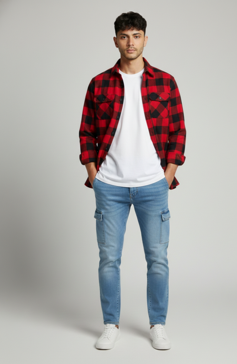 Men’s Red & Black Buffalo Check Shirt – Timeless Casual Style