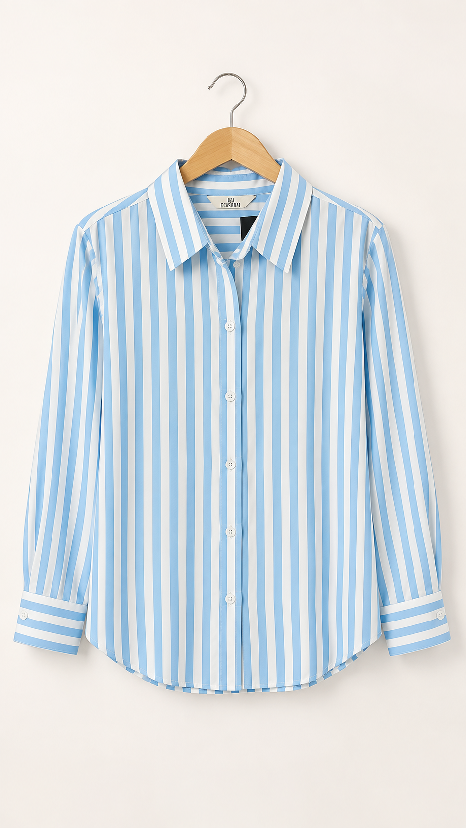 Women’s Sky Blue Striped Rayon Shirt | Relaxed Fit