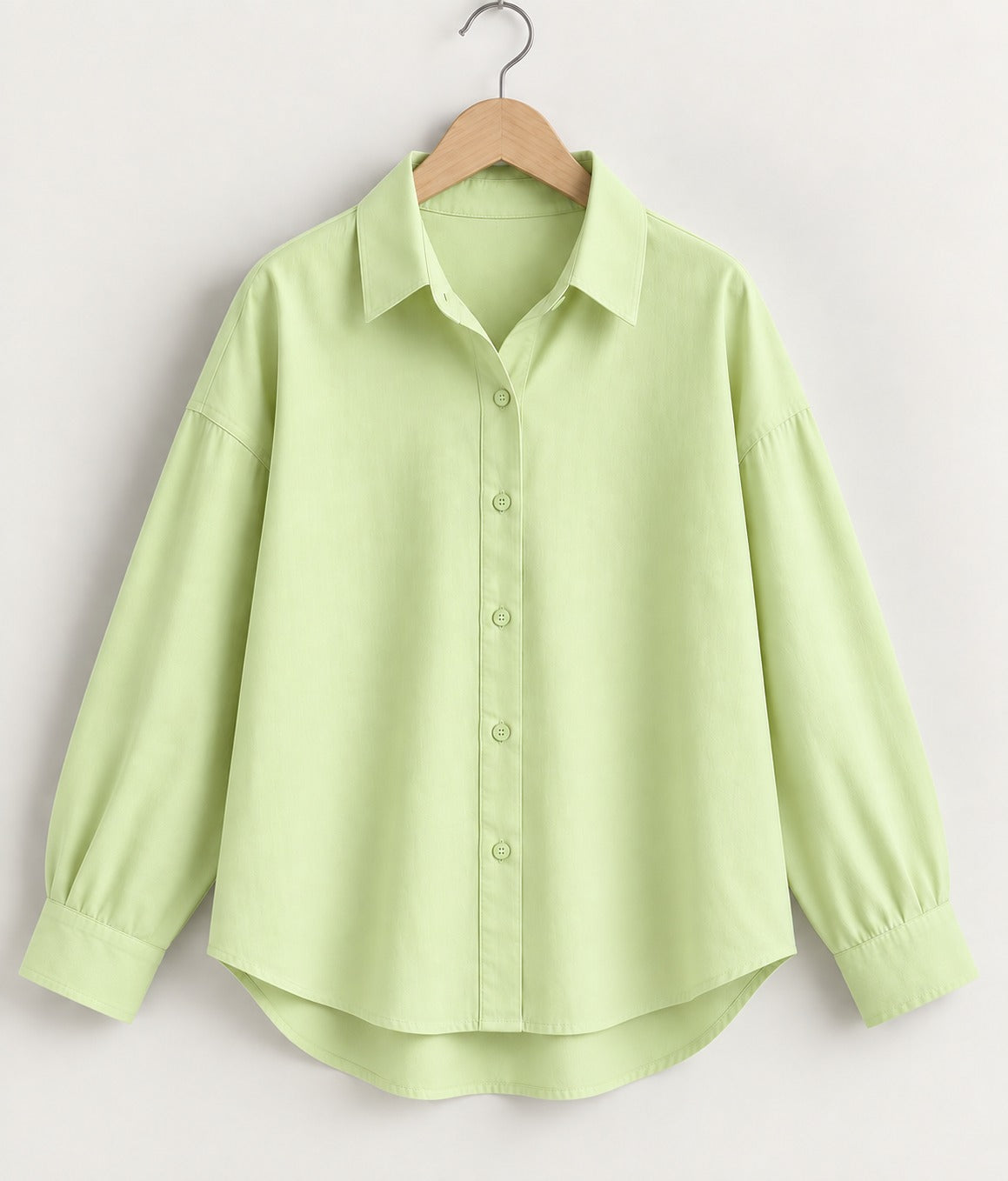 Women’s Pista Green Linen Drop Shoulder Shirt