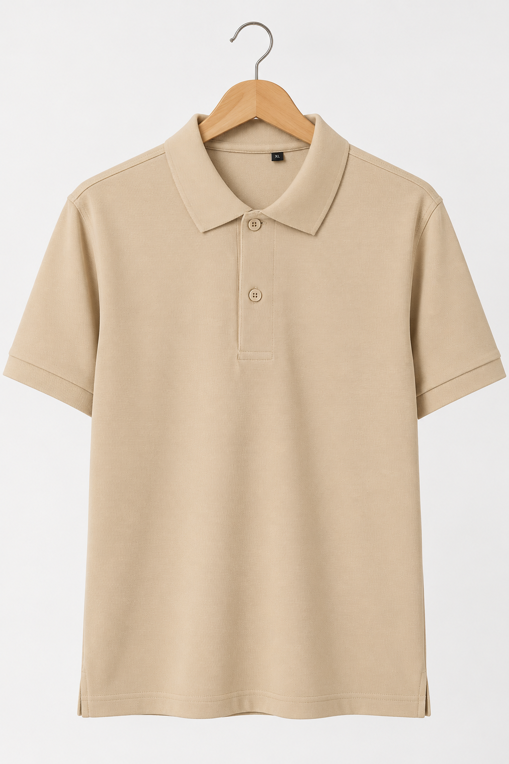 Men’s Beige Cotton Matty Lycra Polo T-Shirt
