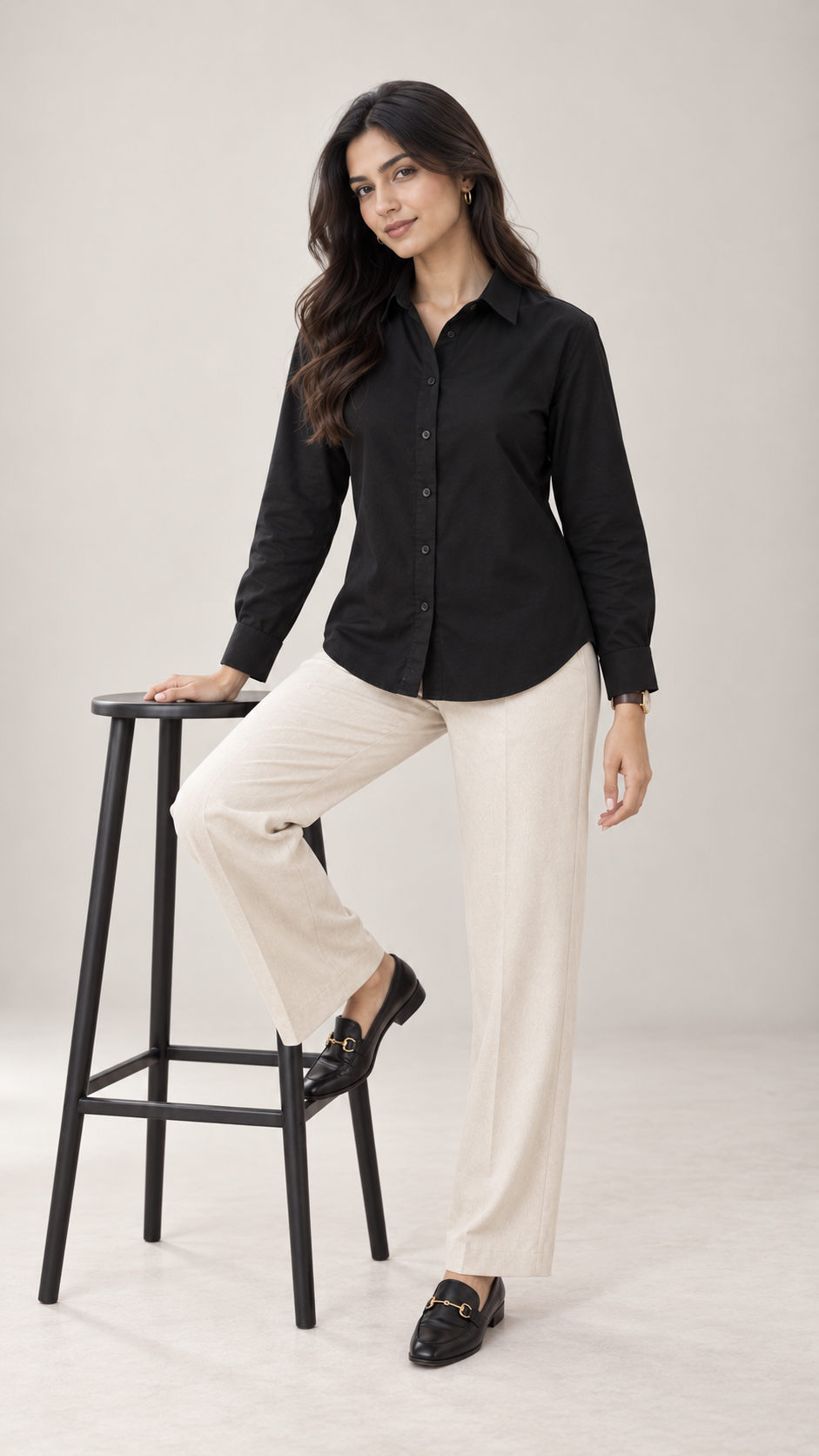 Women’s Black Linen Shirt | Regular Fit