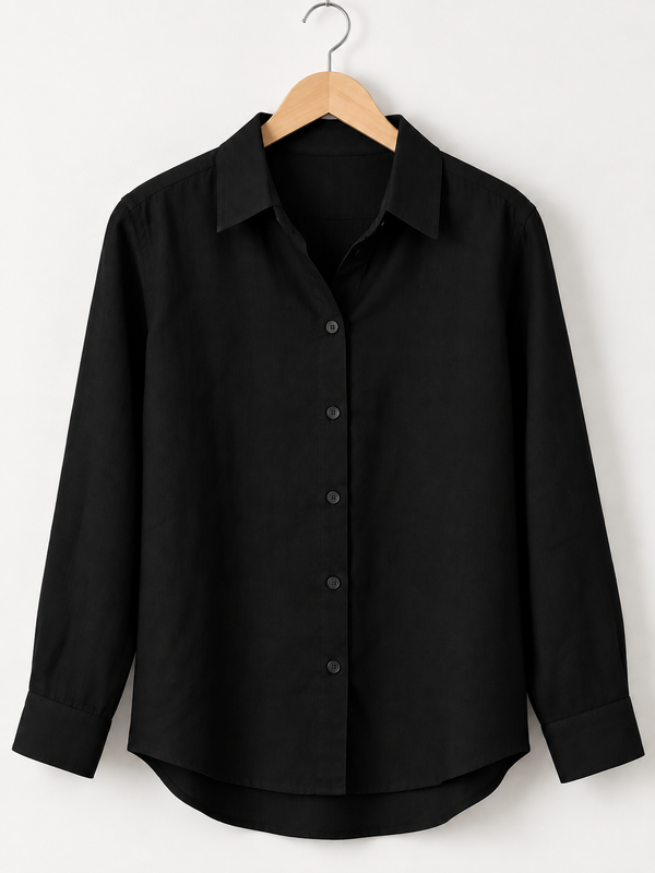 Women’s Black Linen Shirt | Regular Fit