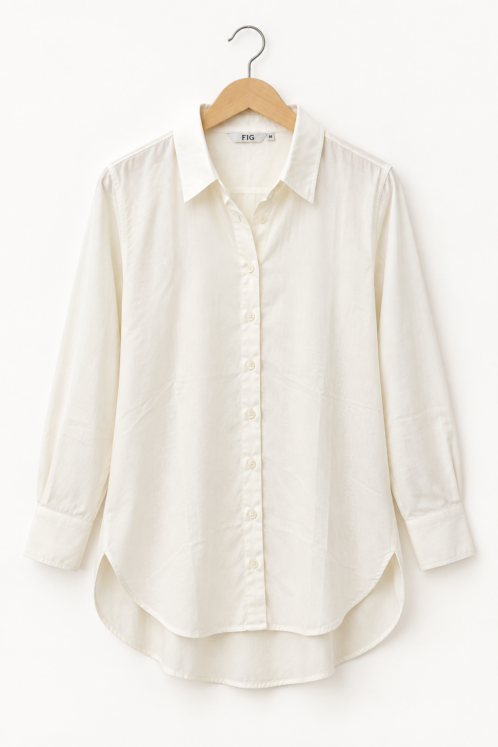 Women’s Cream Cotton-Viscose Kurti Style Shirt | Relaxed Fit