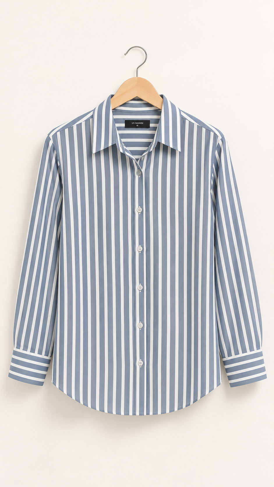Women’s Dusty Blue & White Striped Rayon Shirt | Relaxed Fit
