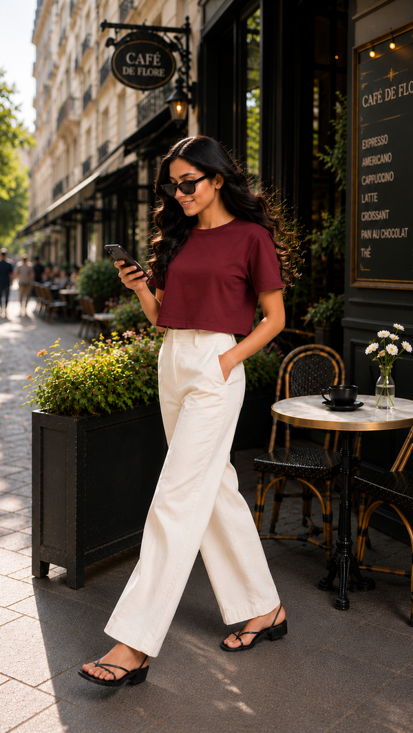 mahroon boxy tee