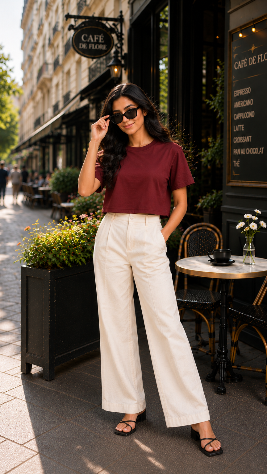 mahroon boxy tee