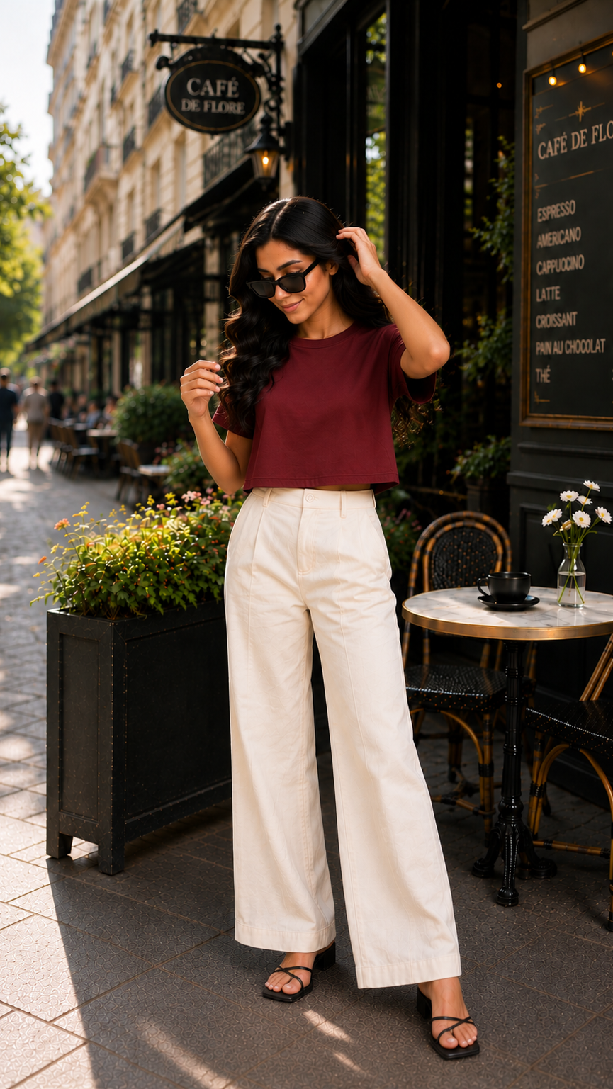 mahroon boxy tee