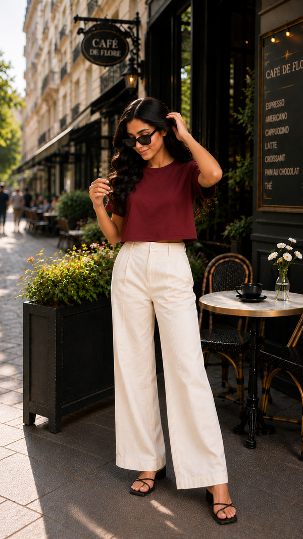 mahroon boxy tee