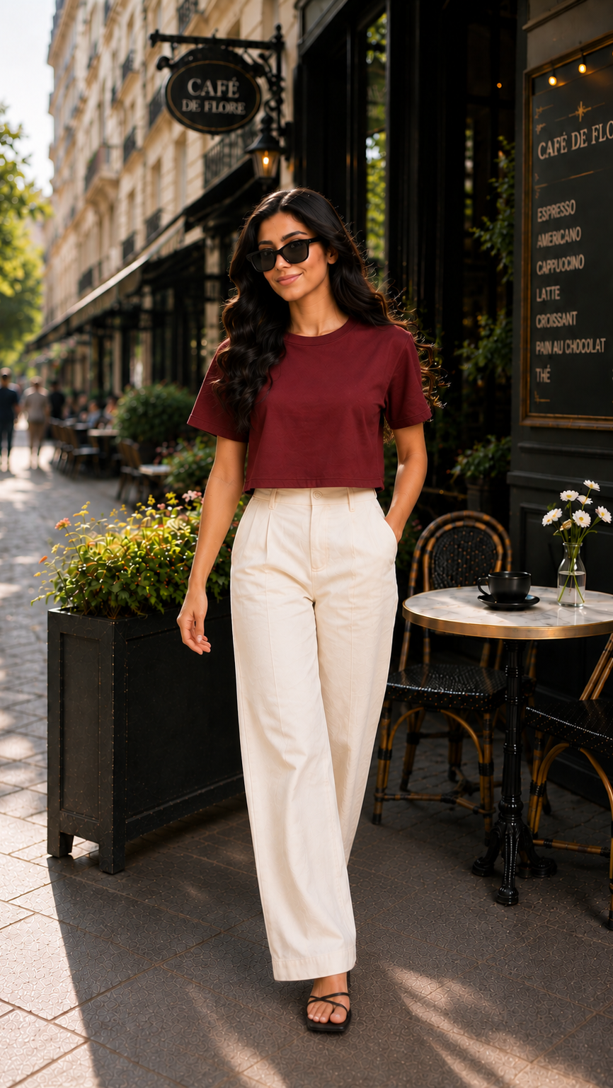mahroon boxy tee
