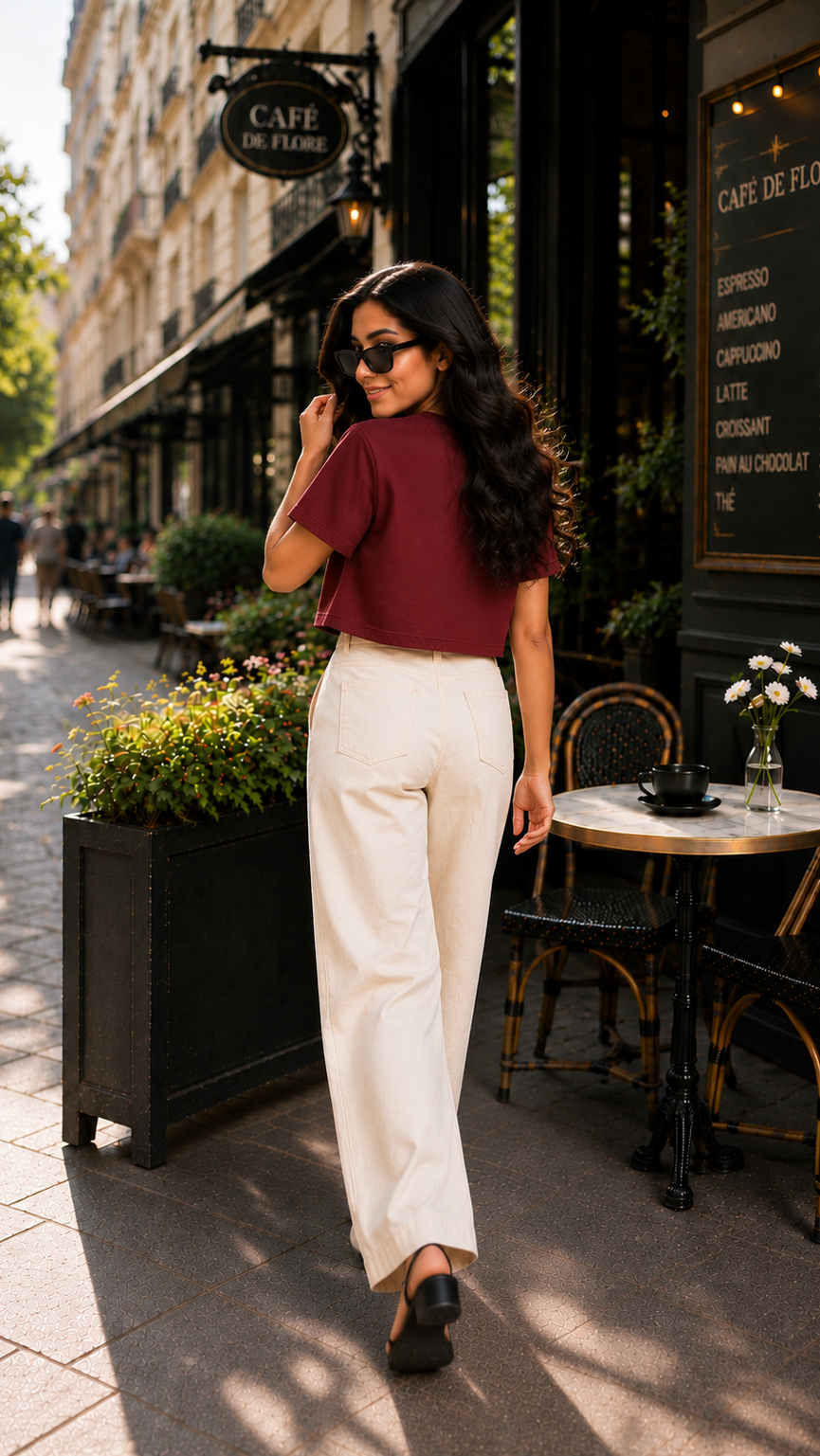mahroon boxy tee