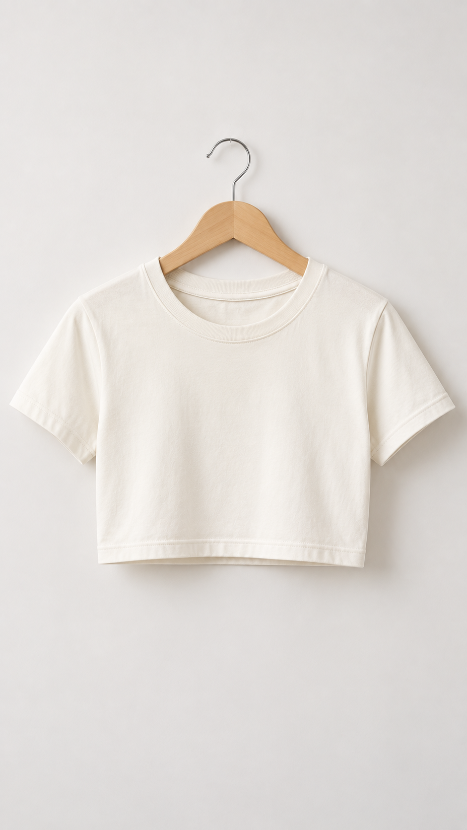 Women's Off-White Boxy Fit Crew Neck Crop Top