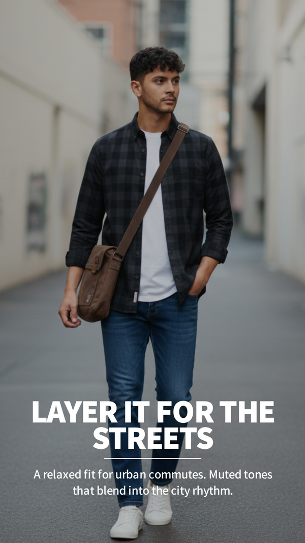 Black Checked Smart Casual Shirt