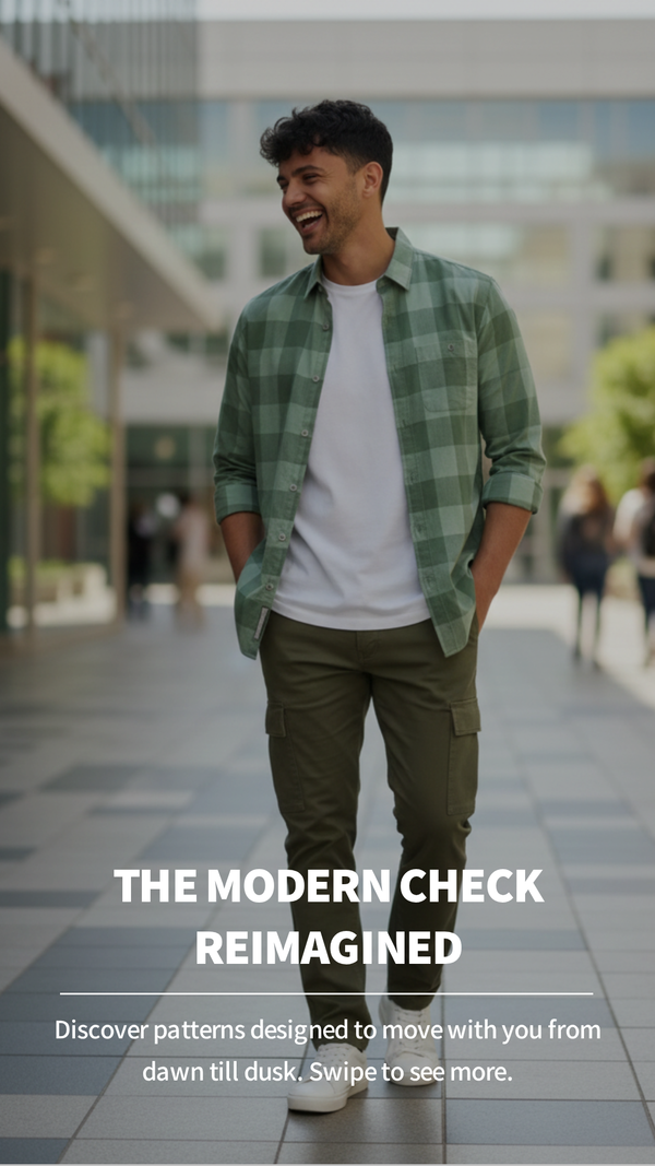 Mint Green Tonal Check Smart Casual Shirt