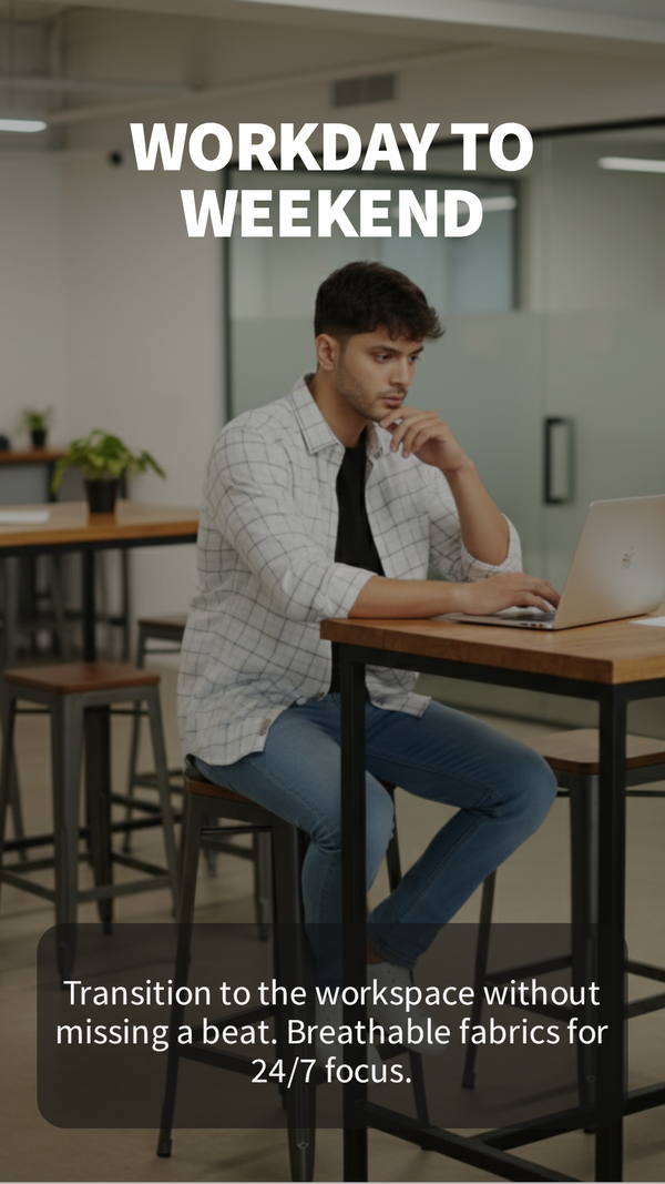 Classic Ivory & Grey Checked Smart Casual Shirt