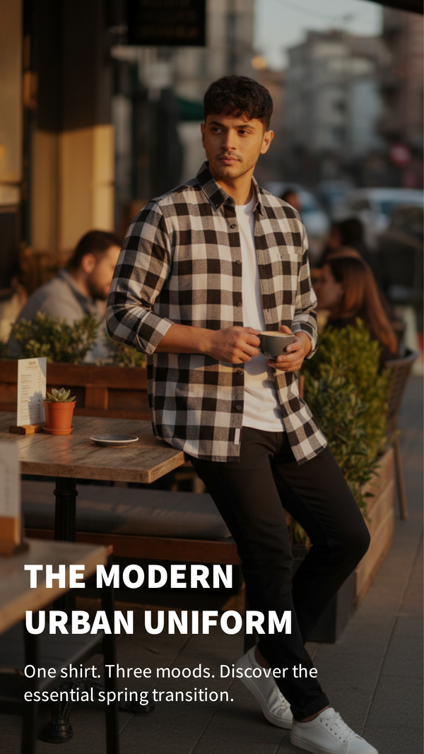 Monochrome Check Smart Casual Shirt – Black & White