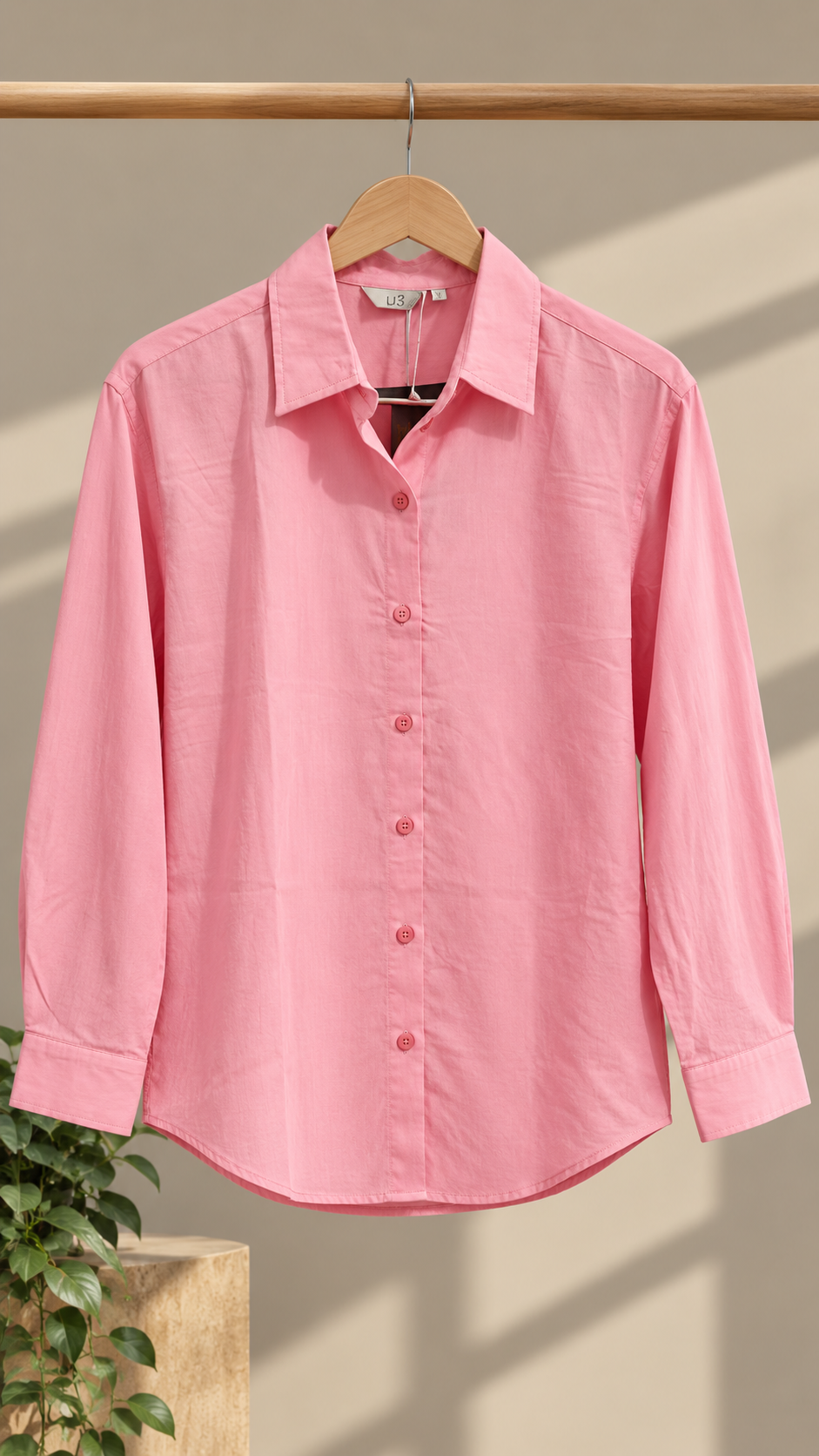Women’s Pink Cotton-Viscose Shirt | Regular Fit