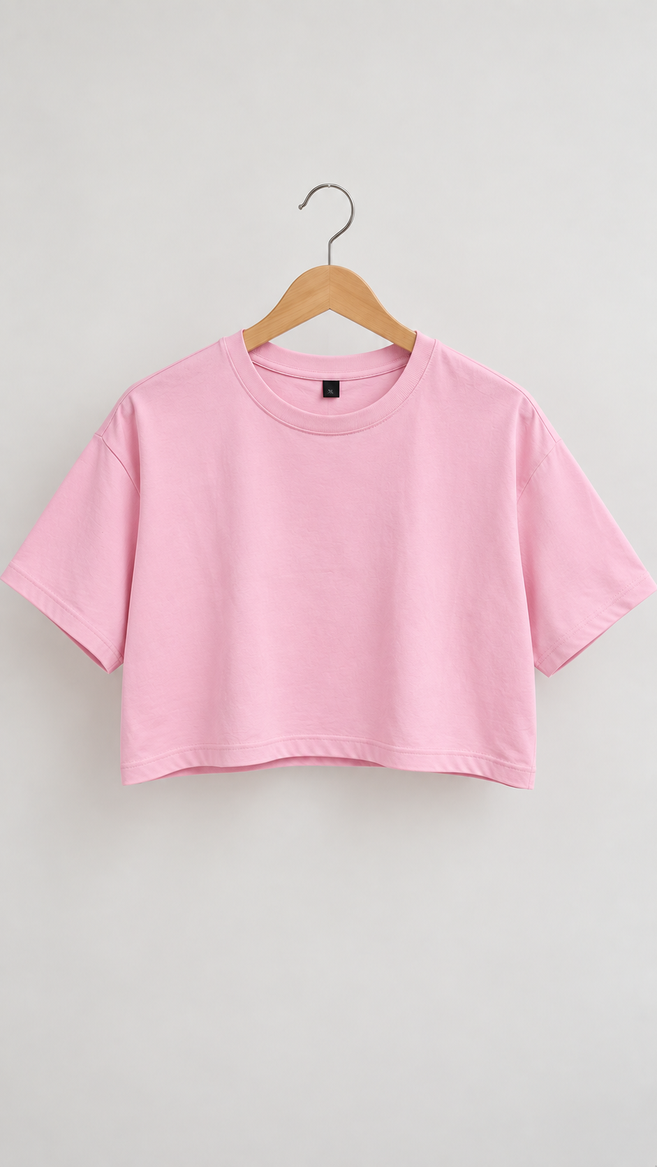 Women’s Pink Boxy Fit Crew Neck Crop Top