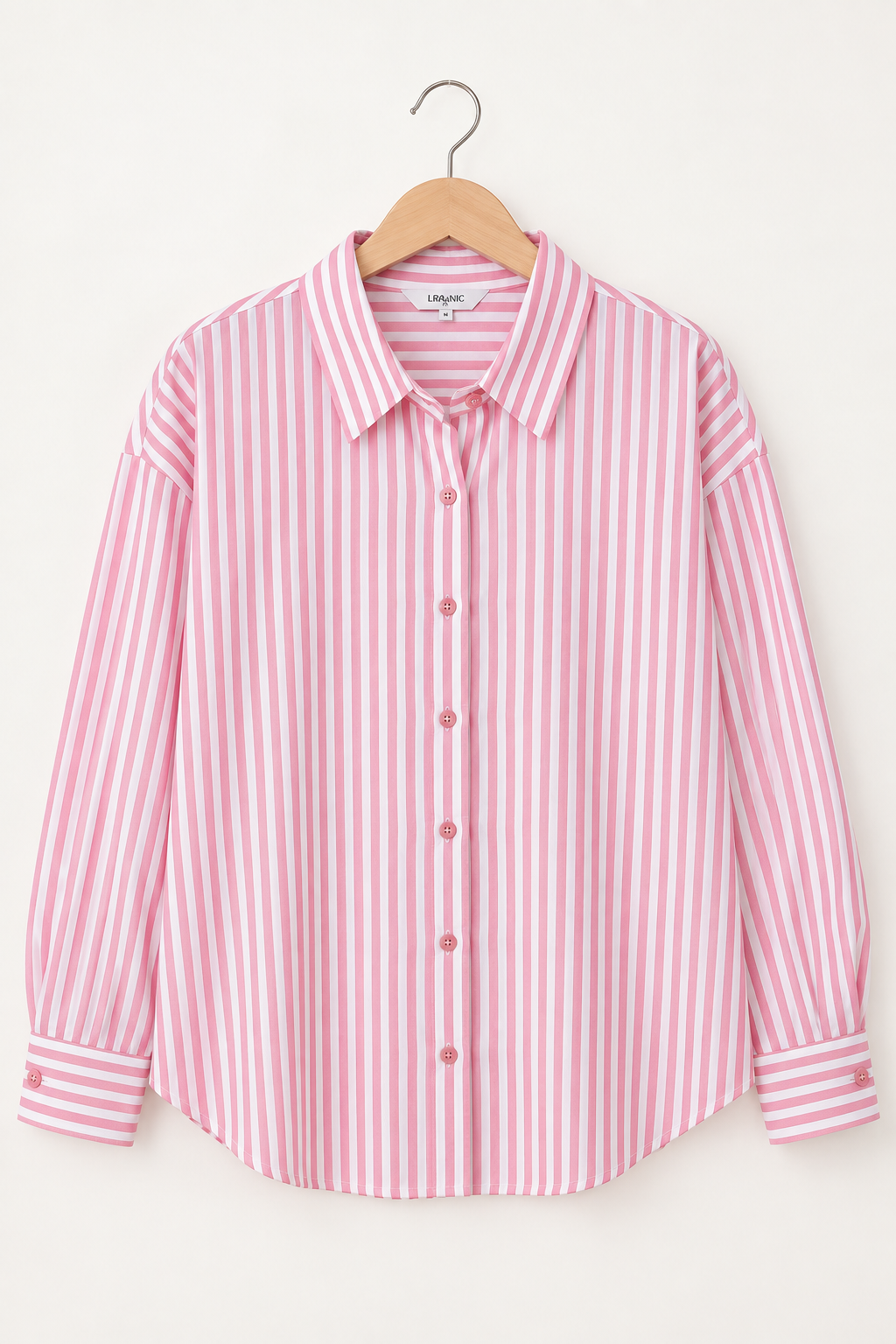Women’s Pink Striped Cotton Shirt | Drop Shoulder