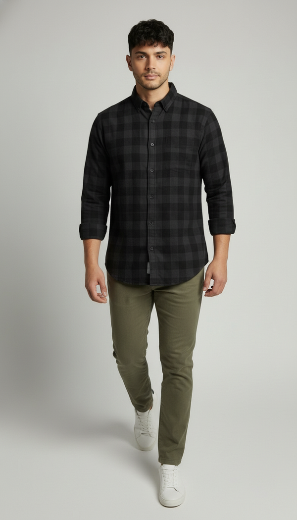 Black Checked Smart Casual Shirt