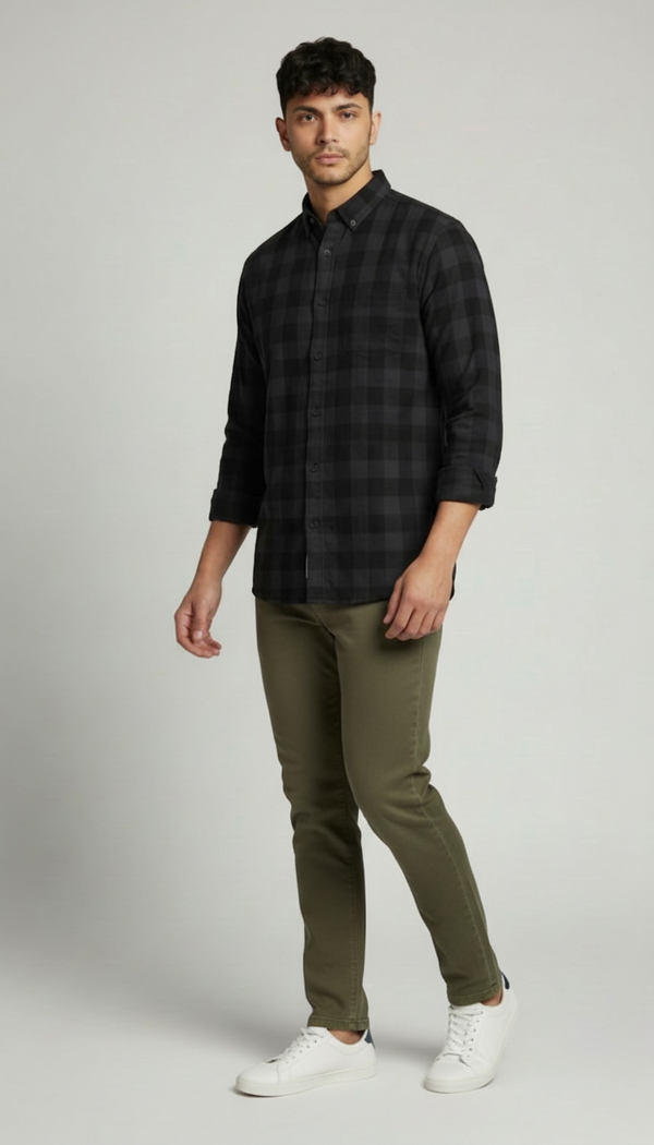 Black Checked Smart Casual Shirt