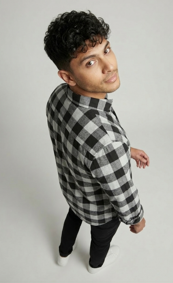 Monochrome Check Smart Casual Shirt – Black & White