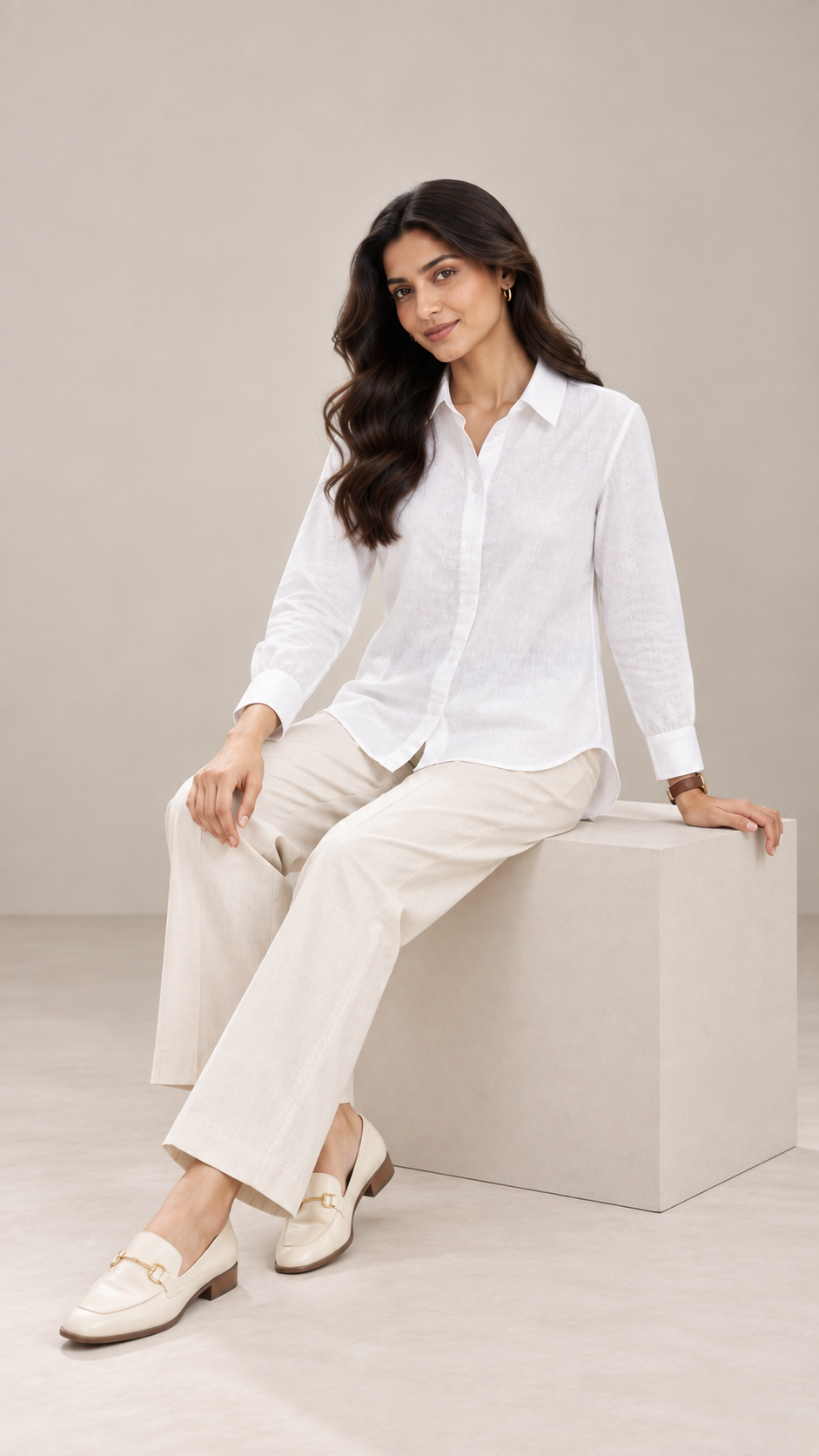 Women’s White Linen Shirt | Regular Fit