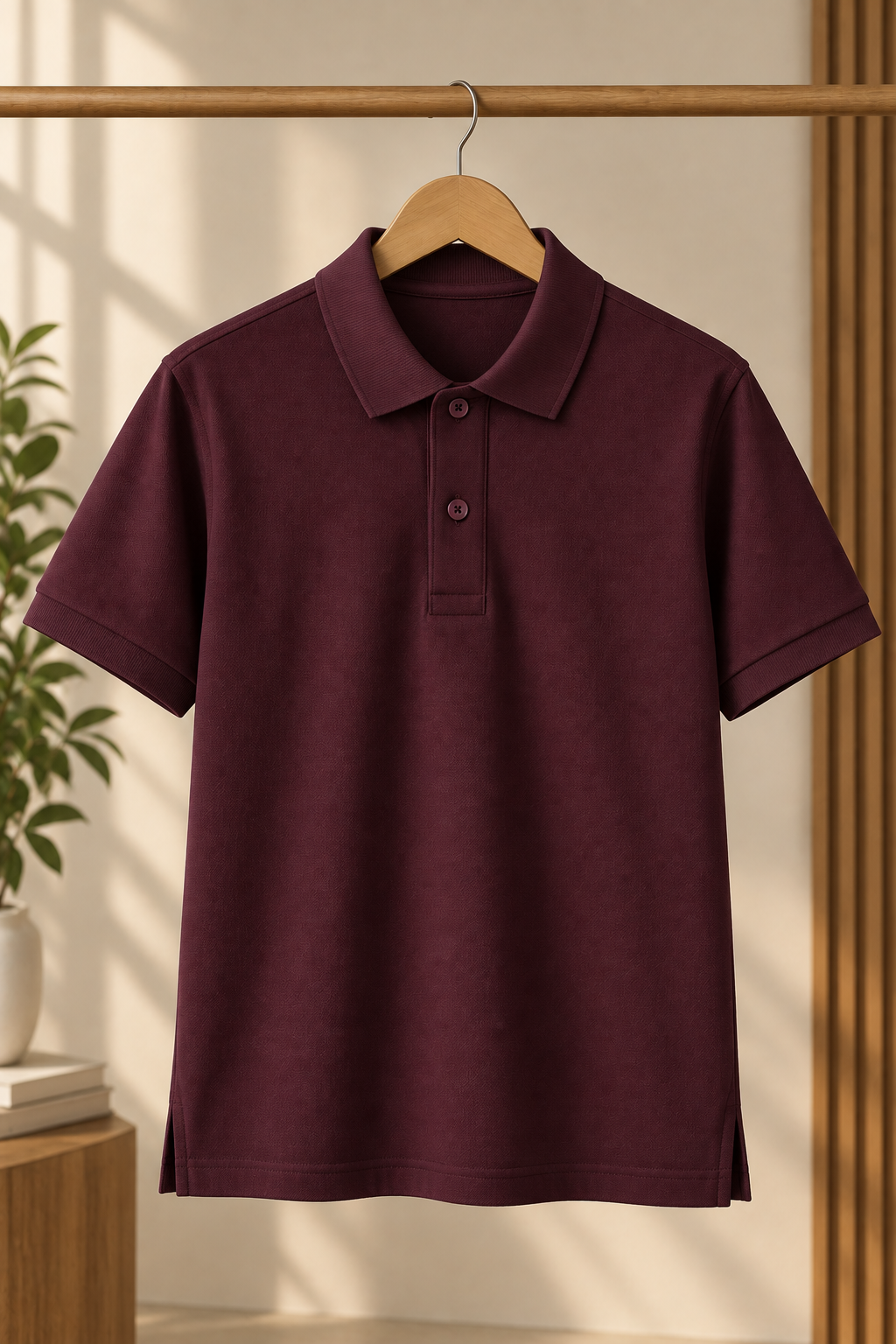 Men’s Wine Cotton Matty Lycra Polo T-Shirt